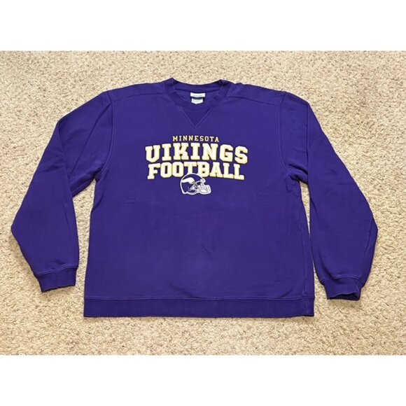 Minnesota Vikings Vintage Reebok Purple Crewneck Sweatshirt Size Medium Worn VTG - Picture 1 of 6